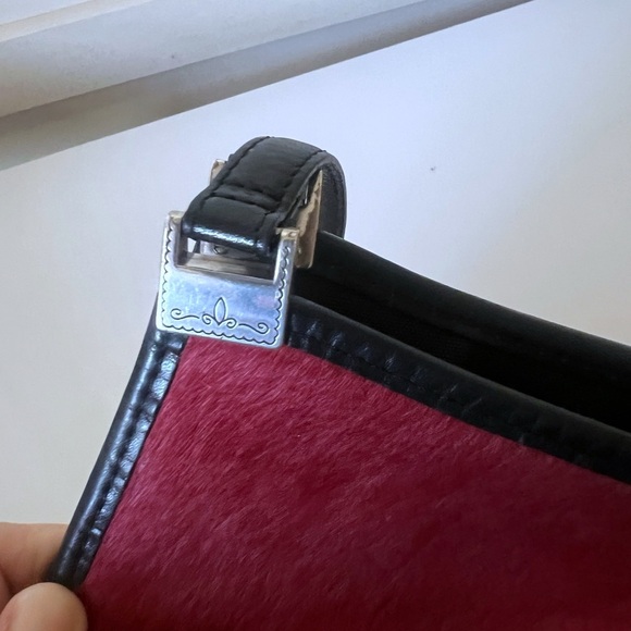 BRIGHTON Red Calf Hair and Black Leather Trim  Shoulder Bag Purse - Picture 13 of 15